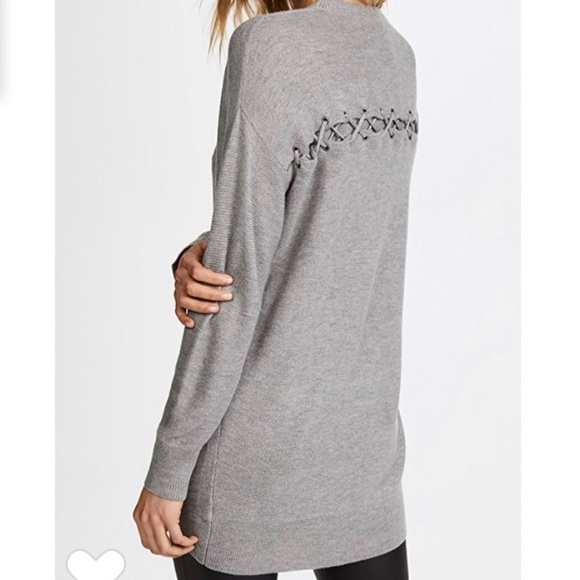 Splendid | Bleeker Cashmere Blend Pullover Sweater L/Sleeve Lace-Up Back Black M - Picture 8 of 16